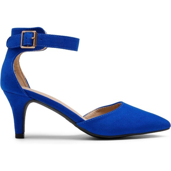 Dream Pairs Women's Royal Suede Faux Suede pointed Toe Kitten Heels Pumps Shoes - Picture 2 of 7